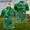 Maxcorners Trap Shooting Red Crystal Ruby Gold Cracked Gears Bullet Flames Personalized Polo Shirt