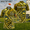 Maxcorners Trap Shooting Red Crystal Ruby Gold Cracked Gears Bullet Flames Personalized Polo Shirt