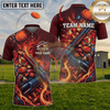 Maxcorners Trap Shooting Navy Blue Galaxy Blue Fire Shattered Glass Shotgun Personalized Polo Shirt