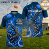 Maxcorners Trap Shooting Navy Blue Galaxy Blue Fire Shattered Glass Shotgun Personalized Polo Shirt