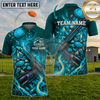 Maxcorners Trap Shooting Navy Blue Galaxy Blue Fire Shattered Glass Shotgun Personalized Polo Shirt