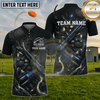 Maxcorners Trap Shooting Navy Blue Galaxy Blue Fire Shattered Glass Shotgun Personalized Polo Shirt