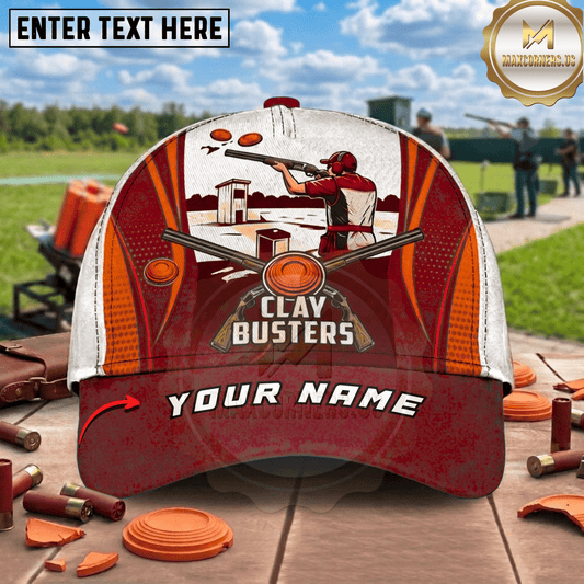(7 Colors) Maxcorners Clay Busters Crossed Shotguns Skeet Shooter Tower Trap Shooting Multicolor Options Personalized Name, Team Name 3D Cap