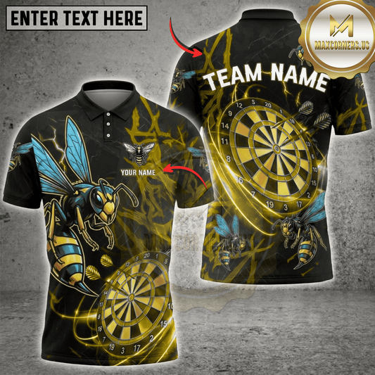 Maxcorners Wasp Hornet Thunder Lightning Dartboard Fantasy Multicolor Options Personalized Name, Team Name 3D Shirt (6 Colors)
