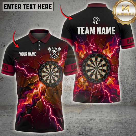 Maxcorners Eagle Thunder Cracked Lightning Dartboard Fantasy Multicolor Options Personalized Name, Team Name 3D Shirt (5 Colors)