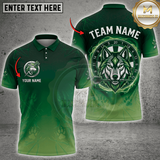 Maxcorners Wolf Emblem Dart In Mouth Lightning Dartboard Fantasy Multicolor Options Personalized Name, Team Name 3D Shirt (6 Colors)