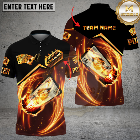 Maxcorners Ace Card Poker Fire Personalized Name, Team Name Unisex Shirt LM1009