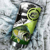 Maxcorners Largemouth Bass Fishing Tumbler Fish On green Camo Customize Name