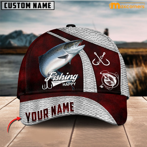 Maxcorners Personalized Salmon Fishing Red Cap