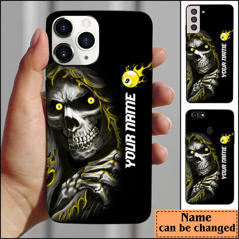 Maxcorners Billiard Skull 9 Ball Personalized Name Phone Case