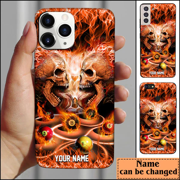 Maxcorners Billiard Skull Head Personalized Name Phone Case