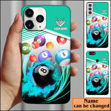 Maxcorners Billiard Cyan Personalized Name Phone Case