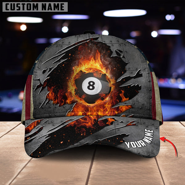 Maxcorners Billiard 8 Ball Personalized Name 3D Cap