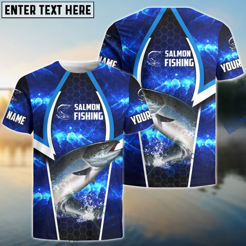 Maxcorners Personalized Salmon Fishing Blue Galaxy 3D Shirt