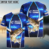 Maxcorners Walleye Fishing Blue Galaxy Customize Name 3D Shirts