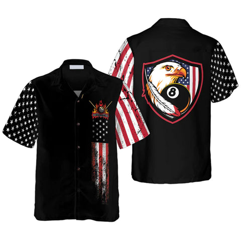 Maxcorners Billiard Eagle American Flag Hawaiian Shirt