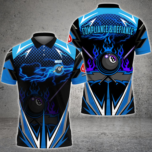 Maxcorners Billiard Blue Fire Personalized Name, Team Name Unisex Shirt For Missy Montour