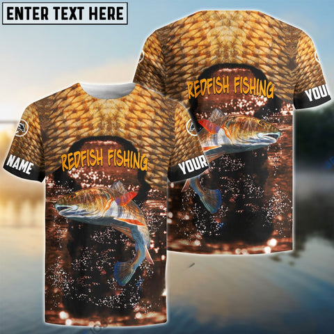 Maxcorners Personalized Redfish Fishing Gold 3D Shirt