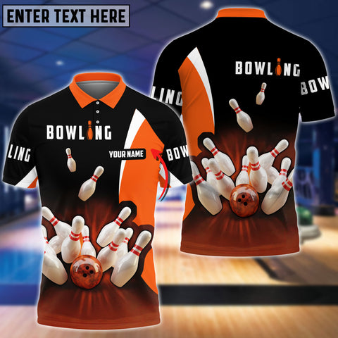 Maxcorners Perfect Orange Strike Bowling Personalized Name 3D Shirt