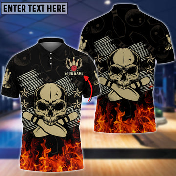 Maxcorners Skull Bowling Ball Personalized Name 3D Shirt