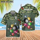 Maxcorners Personalized Billiards Camo Soldiers Style Hawaiian Shirt