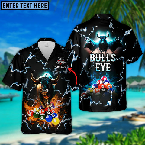 Maxcorners Bulls Eye Billiard Team Pool 8 Ball Personalized Name Hawaiian Shirt