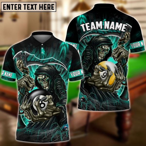 Maxcorners Billiards Green Reaper Personalized Name 3D Shirt
