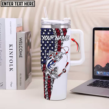 Maxcorners Custom Name USA Flag Fishing Handle Cup