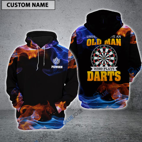 Maxcorners Old Man Darts Personalized Name 3D Shirt