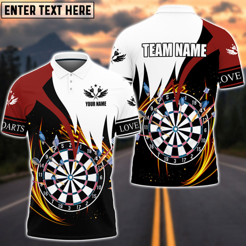 Maxcorners Red and White Darts Personalized Name And Team Name 3D Shirt