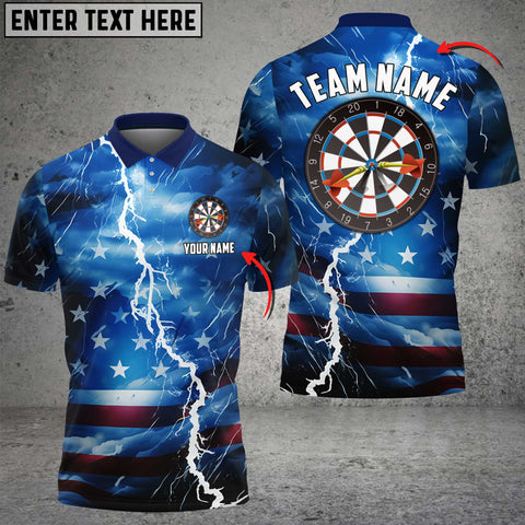 Maxcorners Blue Thunder Storm Darts Customized Name, Team Name 3D Shirt