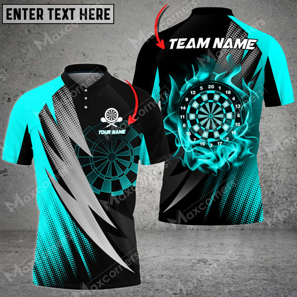 Maxcorners Flaming Darts Multicolor Option Customized Name, Team Name 3D Shirt (4 Colors)