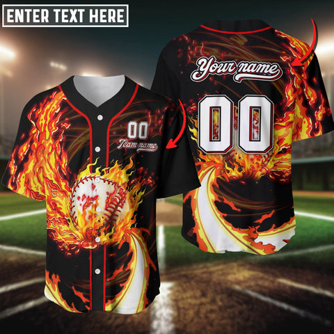 Maxcorners Baseball Jersey Breath Of Fire Custom 3D Shirt