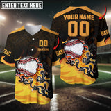 Maxcorners Baseball Jersey Flaming Pattern Custom 3D Shirt (Multicolor)