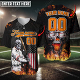 Maxcorners Baseball Jersey Skeleton US Flag Pattern Custom 3D Shirt