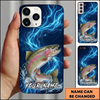 Maxcorners Electric Blue Lightning Splash Custom Name Fishing Phone Case