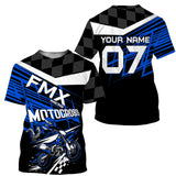 Maxcorners Motocross FMX Blue Customize Name And Number 3D Shirts