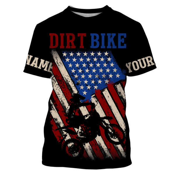 Personalized Dirt Bike Jersey UPF30+ American Motocross Off-Road Adult Patriotic MX Racing Jersey