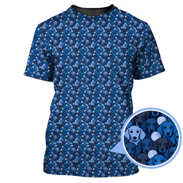 Maxcorners Dachshund Dog Pattern Golf Shirt, Funny Dachshund Golf Shirt For Dog Lovers, Golf Gift For Men's