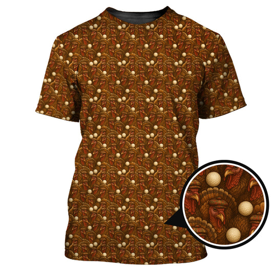 Maxcorners Turkey Golf Shirt For Men, Thanksgiving Golf Shirt, Funny Pattern Golf Shirt For Golfer