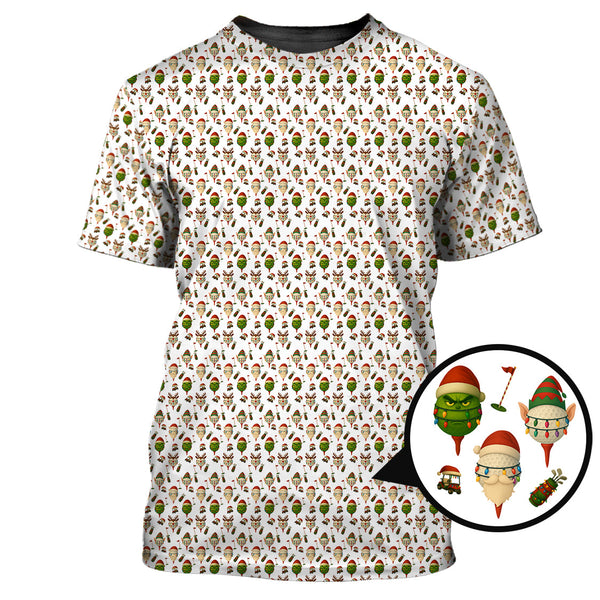 Maxcorners Christmas Golf Shirt For Men, Funny Pattern Golf Shirt , Xmas Golf Shirt, Golf Gift For Golfer