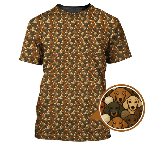 Maxcorners Dachshund Dog Pattern Golf Shirt, Funny Dachshund Golf Shirt For Dog Lovers, Golf Gift For Men's