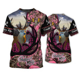 Maxcorners Deer Hunting Country Girl Pink Style Shirt 3D All Over Printed Clothes