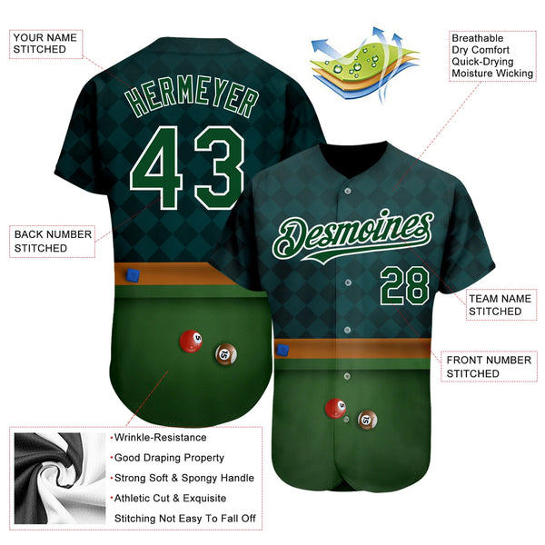 Maxcorners Personalized Text And Number Billiard Table Shamrock 3D Pattern Baseball Jersey Shirt