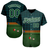 Maxcorners Personalized Text And Number Billiard Table Shamrock 3D Pattern Baseball Jersey Shirt