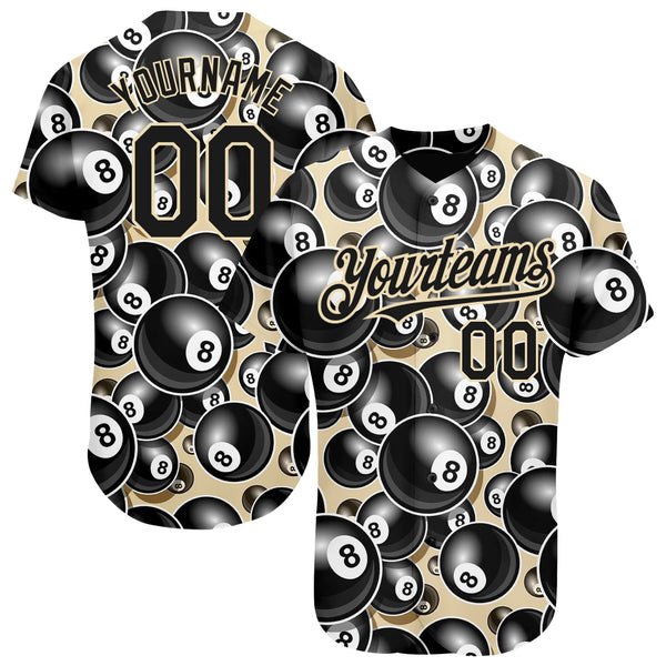 Maxcorners Personalized Text And Number Billiard 3D Pattern Baseball Jersey Shirt