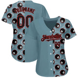Maxcorners Personalized Text And Number Billiard Blue Gray 3D Pattern Baseball Jersey Shirt
