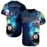 Maxcorners Personalized Text And Number Billiard Blue Sea 3D Pattern Baseball Jersey Shirt