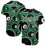 Maxcorners Personalized Text And Number Billiard Black Green 3D Pattern Baseball Jersey Shirt