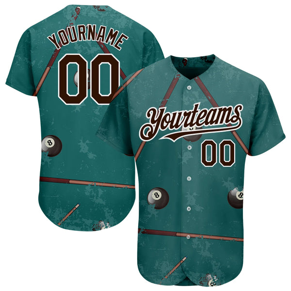 Maxcorners Personalized Text And Number Billiard Cue Green 3D Pattern Baseball Jersey Shirt